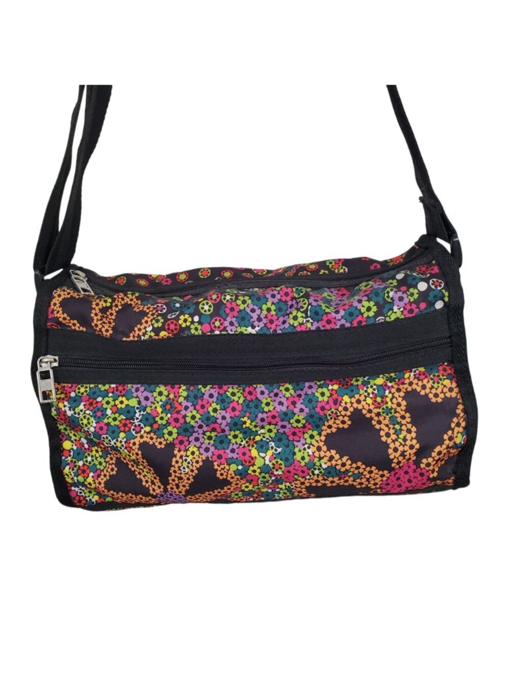 Multicolor Floral Nylon Crossbody Shoulder Bag Adjustable Strap Lightweight Boho - Picture 7 of 12